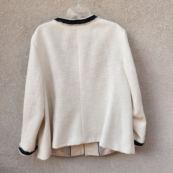 TALBOTS Women's Provence Blazer Plus Size 22 White Piping Tweed Jacket Classic - Picture 4 of 12